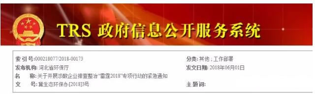 河北環(huán)保廳啟動(dòng)雷霆2018專項(xiàng)行動(dòng)