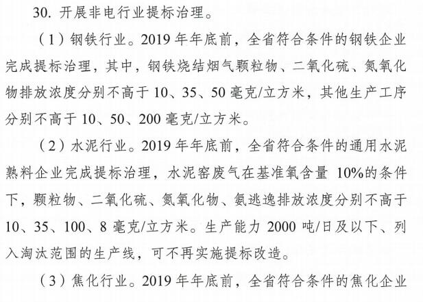 河南省2019年底前完成鋼鐵、水泥、焦化等六大行業(yè)超低排放改造