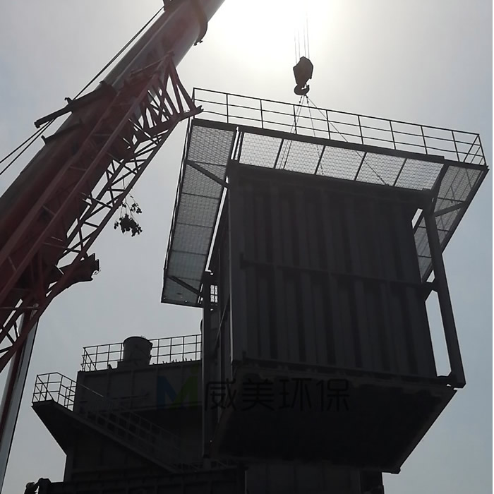 河北威美環(huán)保濕式電除塵器陽極管吊裝