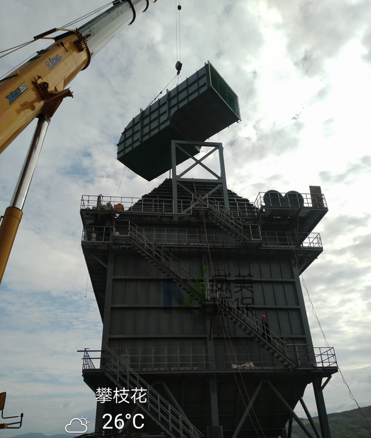 河北威美環(huán)保磷化工60萬氣量水淬渣、渣汽收集處理靜電除霧器施工現場